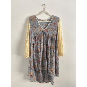 Tassels N Lace Floral Babydoll Dress W/ Lace Bell Sleeves Size S